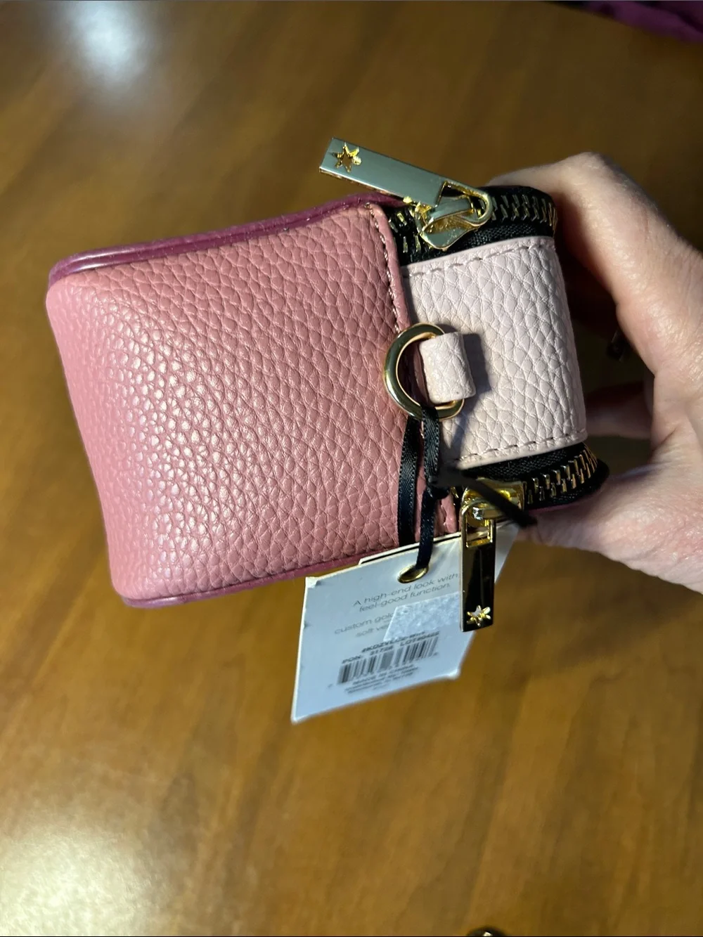 Kedzie Doubke Zip Two-Tone Pink Crossbody Bag